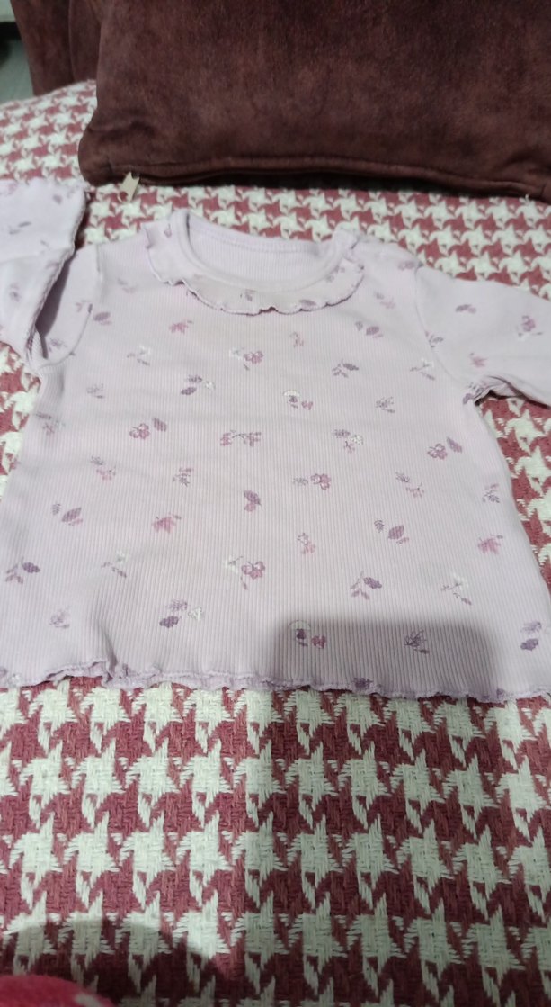 Mor Çiçek Desenli Kız Bluzu - Görsel 2