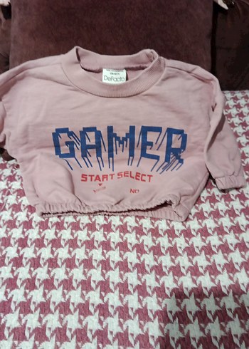 Kız Çocuk Pembe Kısa Kollu Sweatshirt - Görsel 5