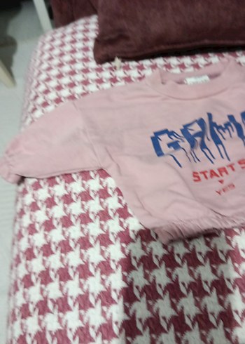 Kız Çocuk Pembe Kısa Kollu Sweatshirt - Görsel 3