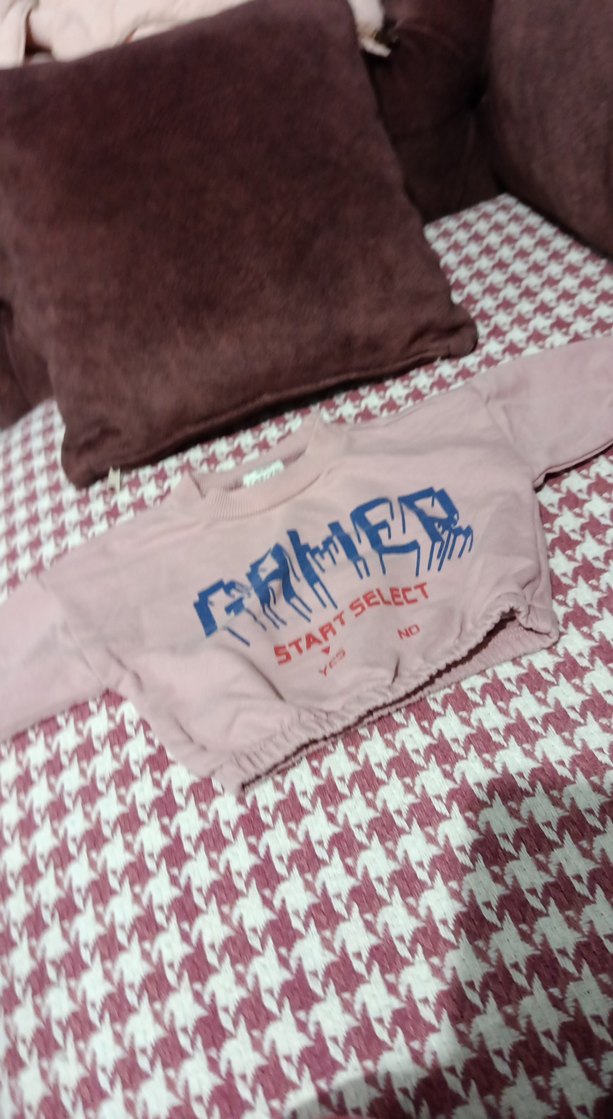 Kız Çocuk Pembe Kısa Kollu Sweatshirt - Görsel 4