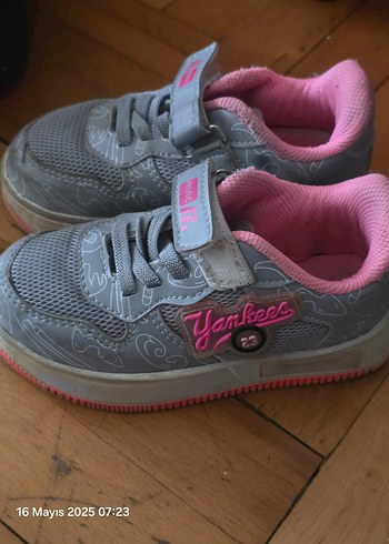 Kız Çocuk Gri Spor Ayakkabı Velcro - Görsel 3