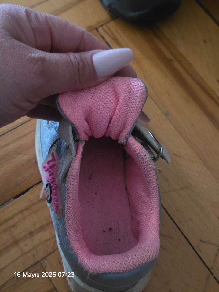 Kız Çocuk Gri Spor Ayakkabı Velcro - Görsel 4