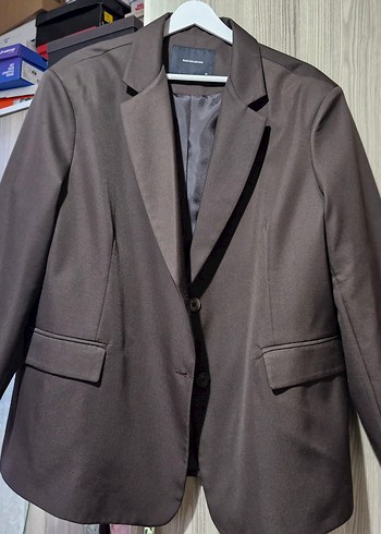Düğmeli Kahverengi Kadın Blazer Ceket