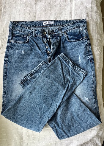 Diğer Mavi Yikamali Rahat Kesim Denim Jean