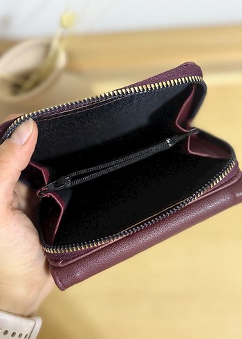 Bordo Deri Fermuarlı Kadın Cüzdan - Görsel 3