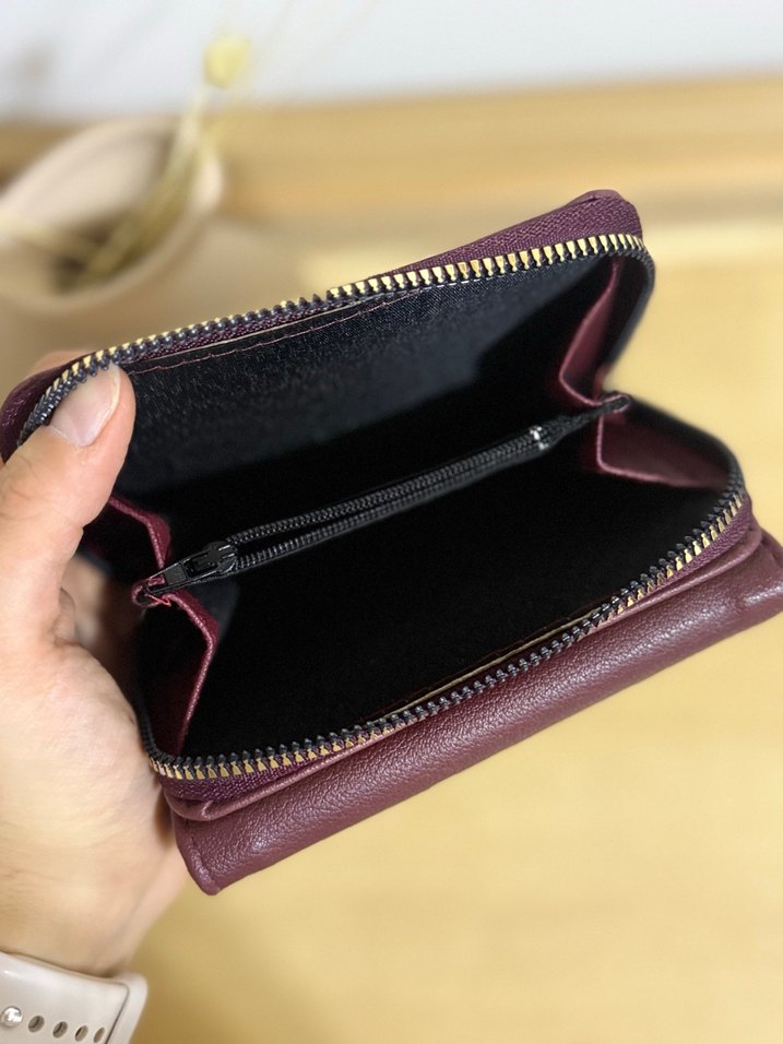 Bordo Deri Fermuarlı Kadın Cüzdan - Görsel 3