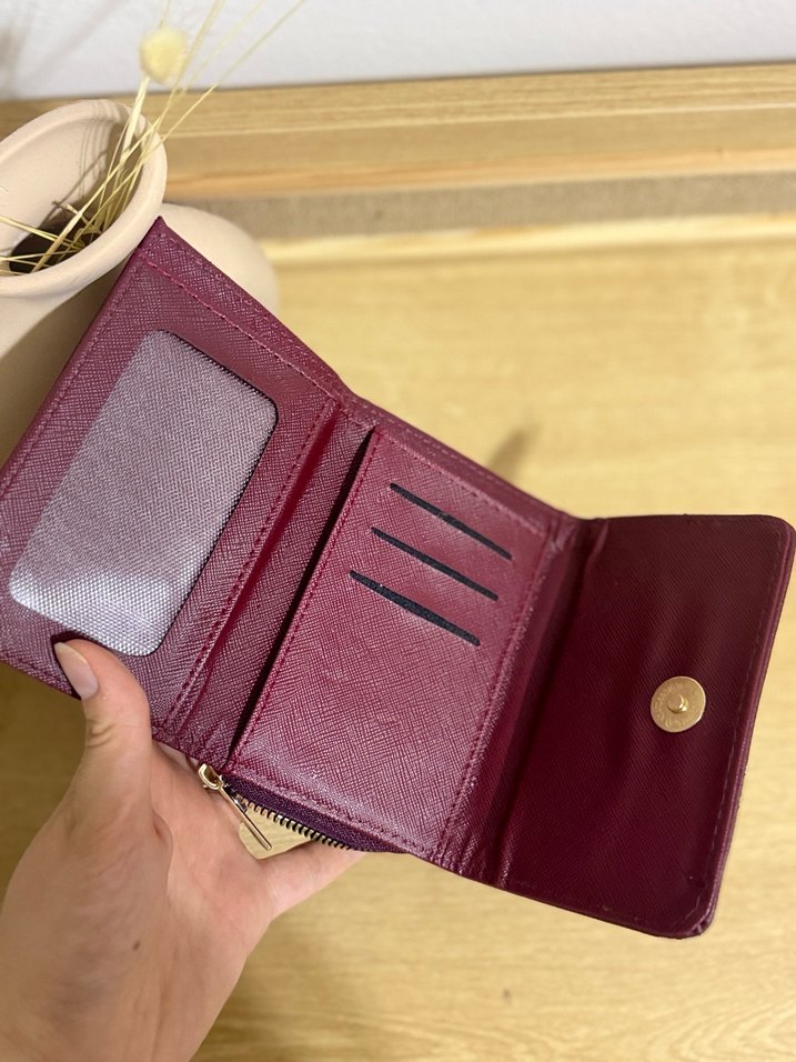 Bordo Deri Fermuarlı Kadın Cüzdan - Görsel 4