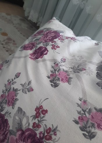 Bohem Çiçek Desenli Mor Gri Yastık ve yorgan ve kilim