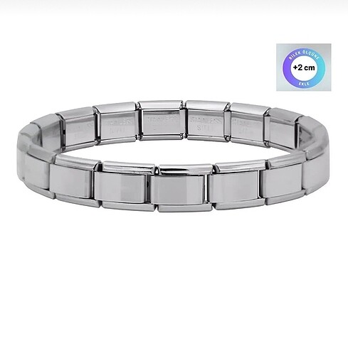Çelik italyan charm gümüş yazısız bileklik