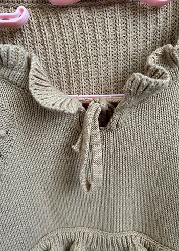 Nakışlı Bej Triko Kadın Kazak - Görsel 3