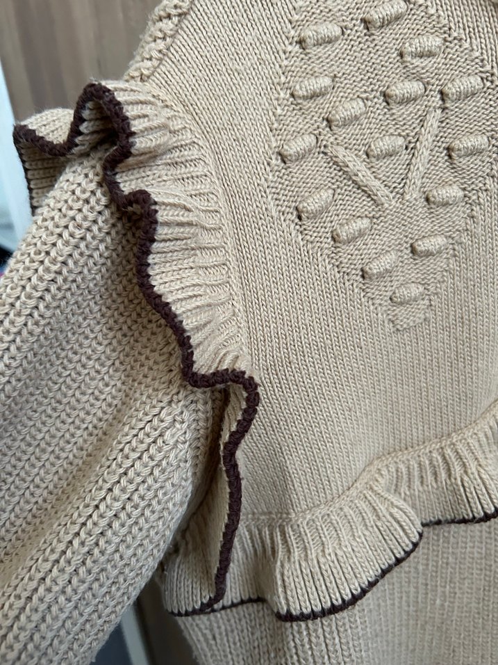 Nakışlı Bej Triko Kadın Kazak - Görsel 4