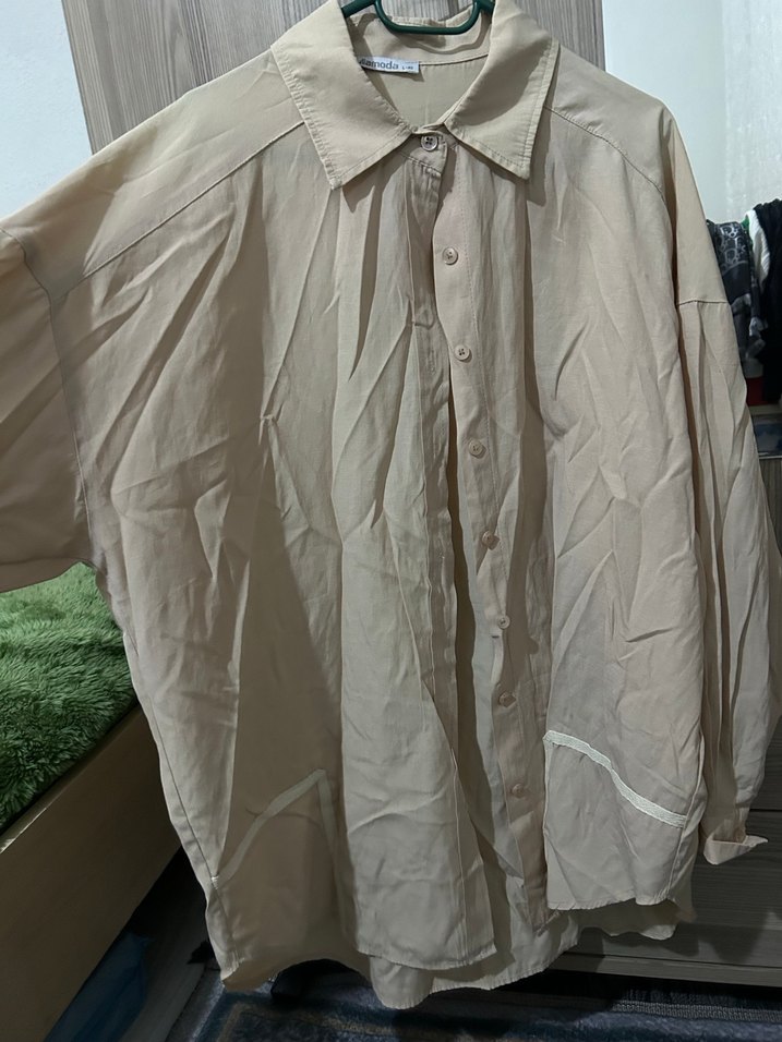 Bej Uzun Kollu  Gömlek - Görsel 2