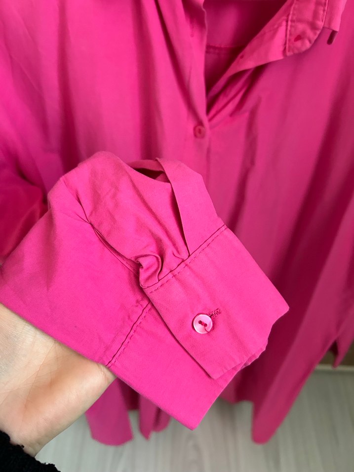Pembe Düğmeli Uzun Kollu Gömlek - Görsel 2