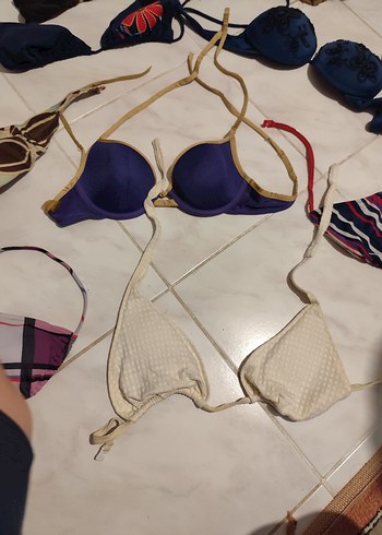 l Beden Çok Renkli Bohem Mini Bikini Üstleri