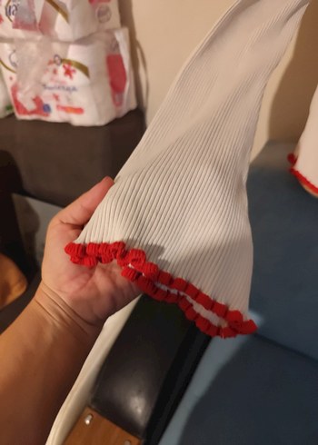 l Beden beyaz Renk Uzun Kollu Beyaz Mini Triko Kazak