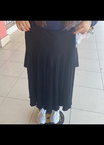 Siyah Piliseli triko Midi Etek - Görsel 7