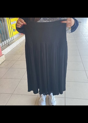 Siyah Piliseli triko Midi Etek - Görsel 6