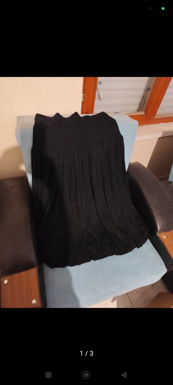 Siyah Piliseli triko Midi Etek - Görsel 5