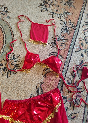 Kırmızı Drapeli Uzun Kadın Hint dansöz Elbisesi - Görsel 4