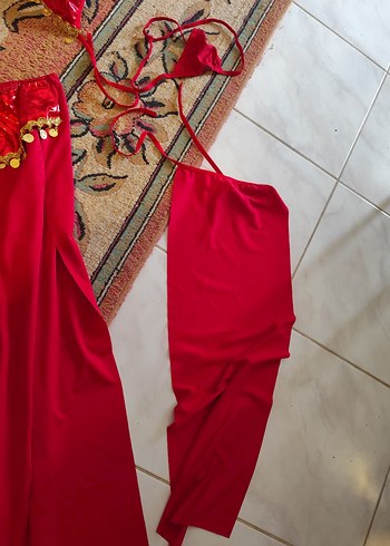 Kırmızı Drapeli Uzun Kadın Hint dansöz Elbisesi - Görsel 6