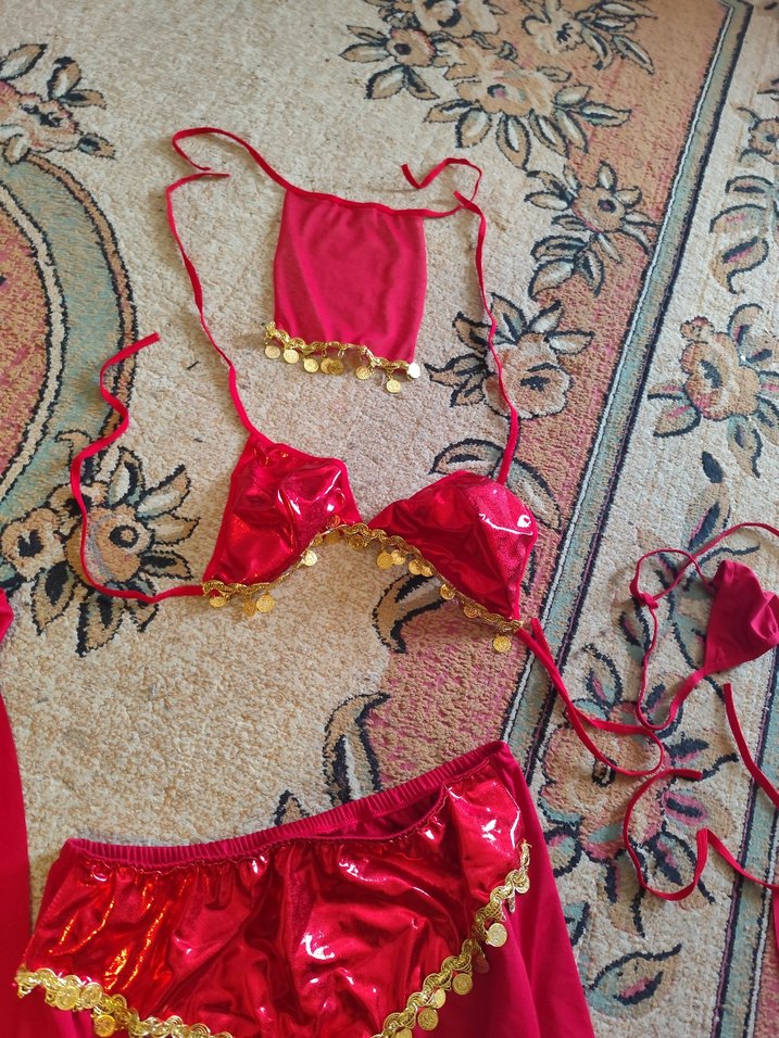 Kırmızı Drapeli Uzun Kadın Hint dansöz Elbisesi - Görsel 4