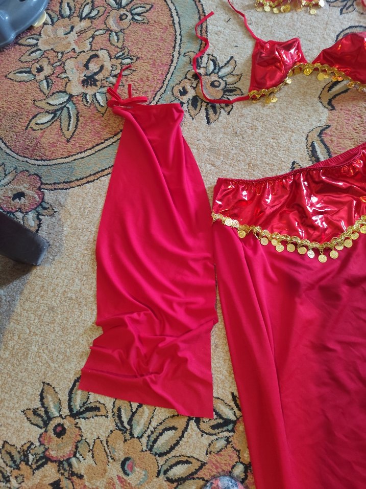 Kırmızı Drapeli Uzun Kadın Hint dansöz Elbisesi - Görsel 5