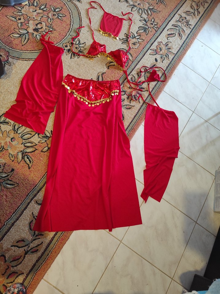 Kırmızı Drapeli Uzun Kadın Hint dansöz Elbisesi - Görsel 2