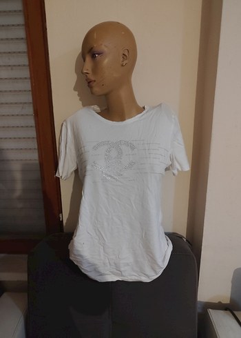 Beyaz Pamuklu Kadın Tişört