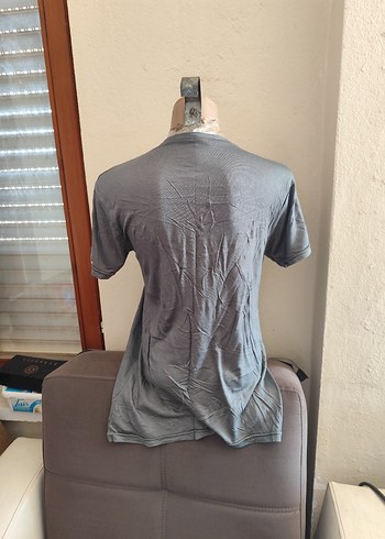 xl Beden Gri Mavi Baskılı Erkek Tişört