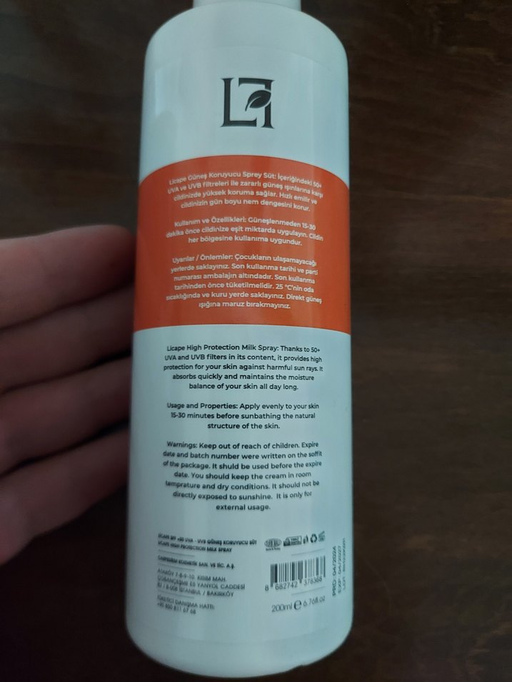 Licape SPF 50 Güneş Koruyucu Sprey Süt - Görsel 2