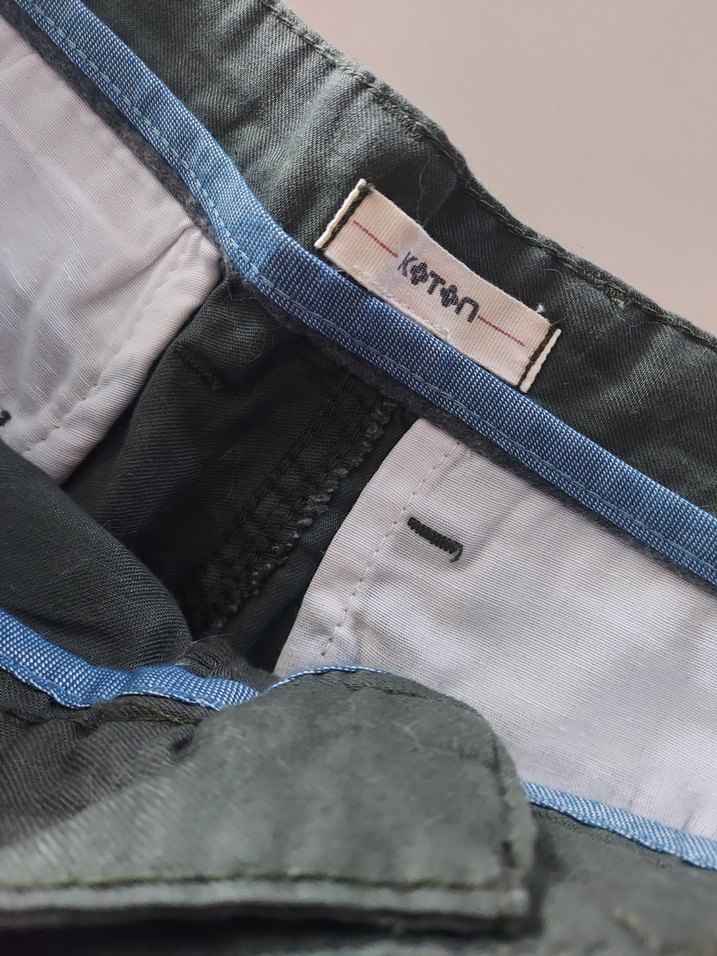 Koton Erkek Haki Keten Şort - Görsel 4