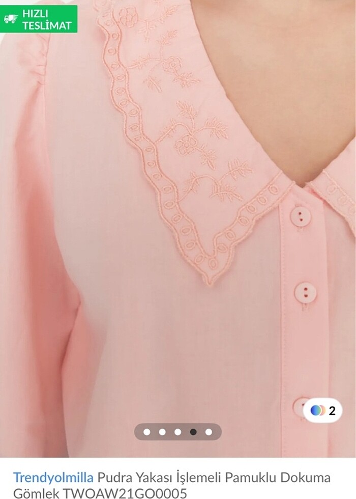 Pudra yakası işlemeli  gömlek - Görsel 2