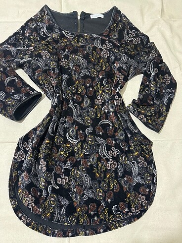 Kadife çiçek desenli vintage bluz