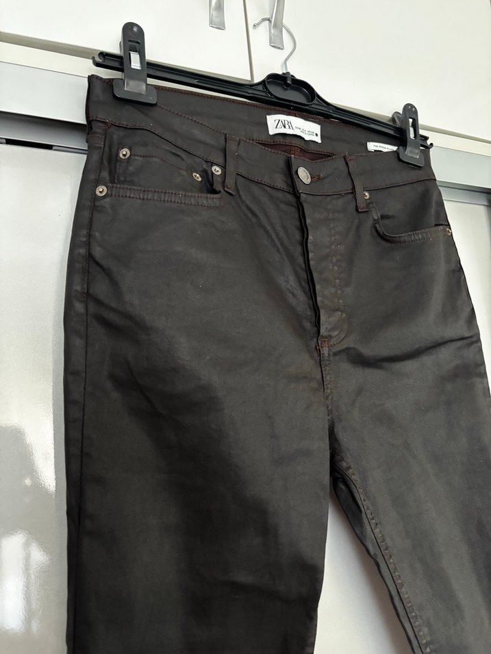 Zara Siyah-kahve deri Pantolon - Görsel 3