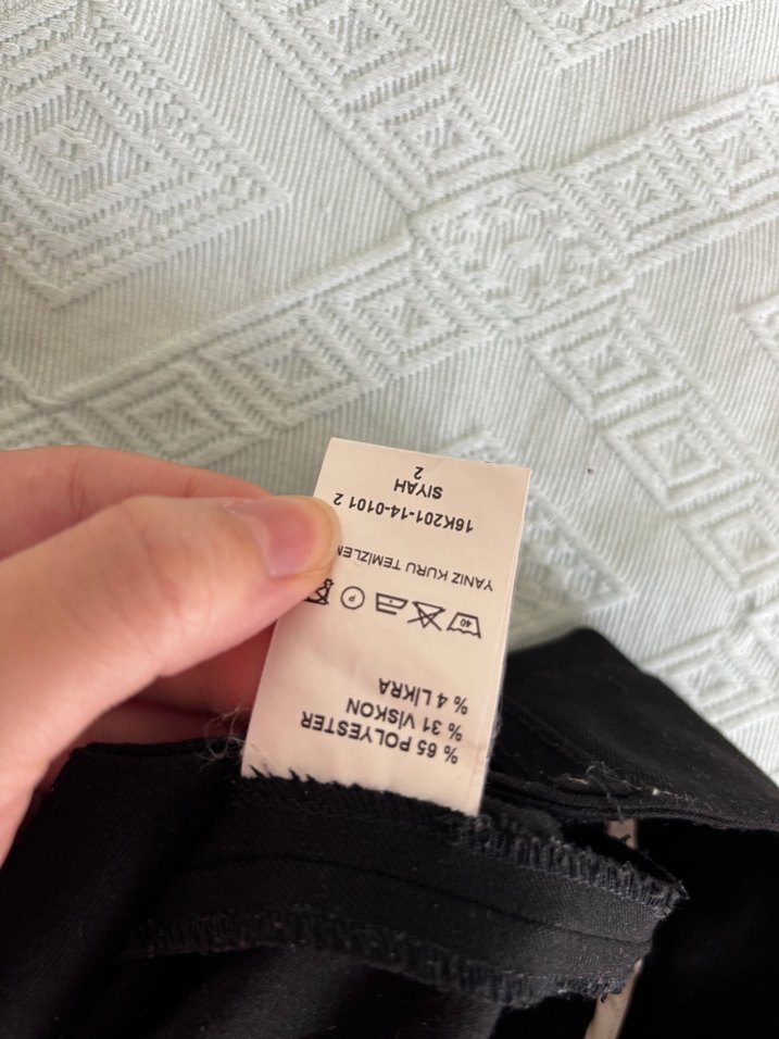 Atalar Kemerli Siyah Kumaş Kadın Pantolon - Görsel 5