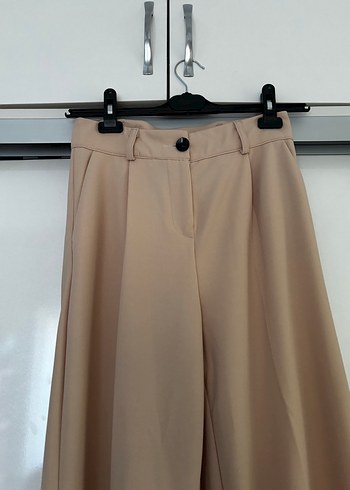 Bej Düğmeli Kadın Kumaş palezzo Pantolon
