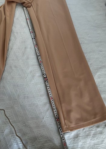 Bej Düğmeli Kadın Kumaş palezzo Pantolon - Görsel 5