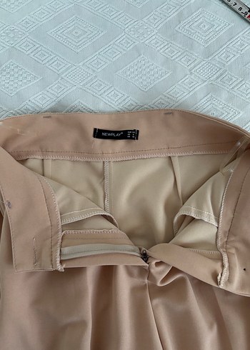 Bej Düğmeli Kadın Kumaş palezzo Pantolon - Görsel 8