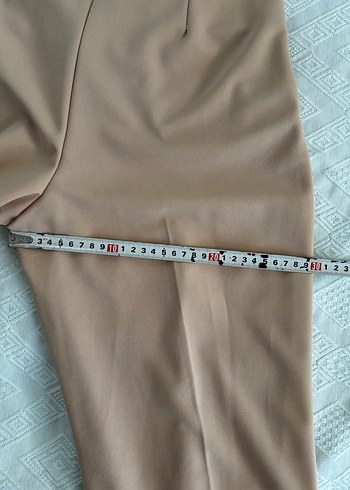 Bej Düğmeli Kadın Kumaş palezzo Pantolon - Görsel 9