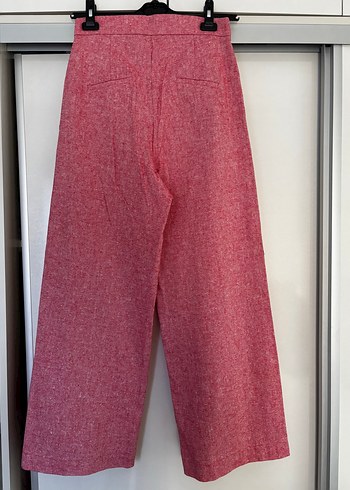 Düğmeli Pembe Midi Kadın Pantolon - Görsel 3