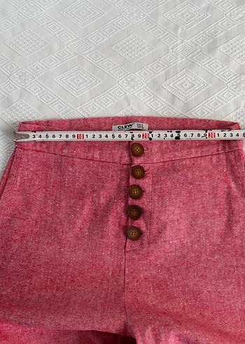 Düğmeli Pembe Midi Kadın Pantolon - Görsel 6