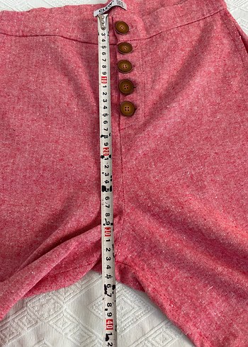 Düğmeli Pembe Midi Kadın Pantolon - Görsel 8