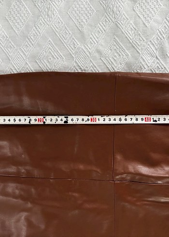 Kahverengi Deri Midi mini Etek - Görsel 4