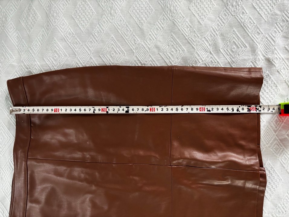 Kahverengi Deri Midi mini Etek - Görsel 4