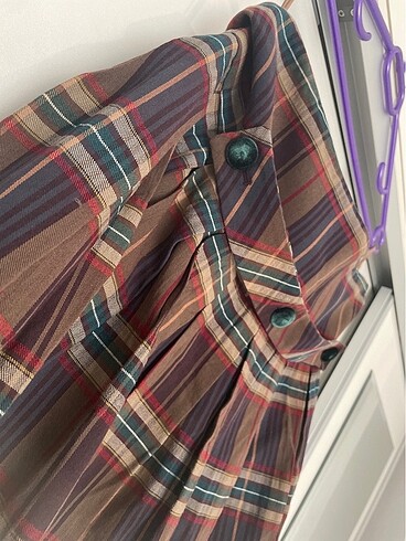 Ekose uzun etek ipekyol - Görsel 2