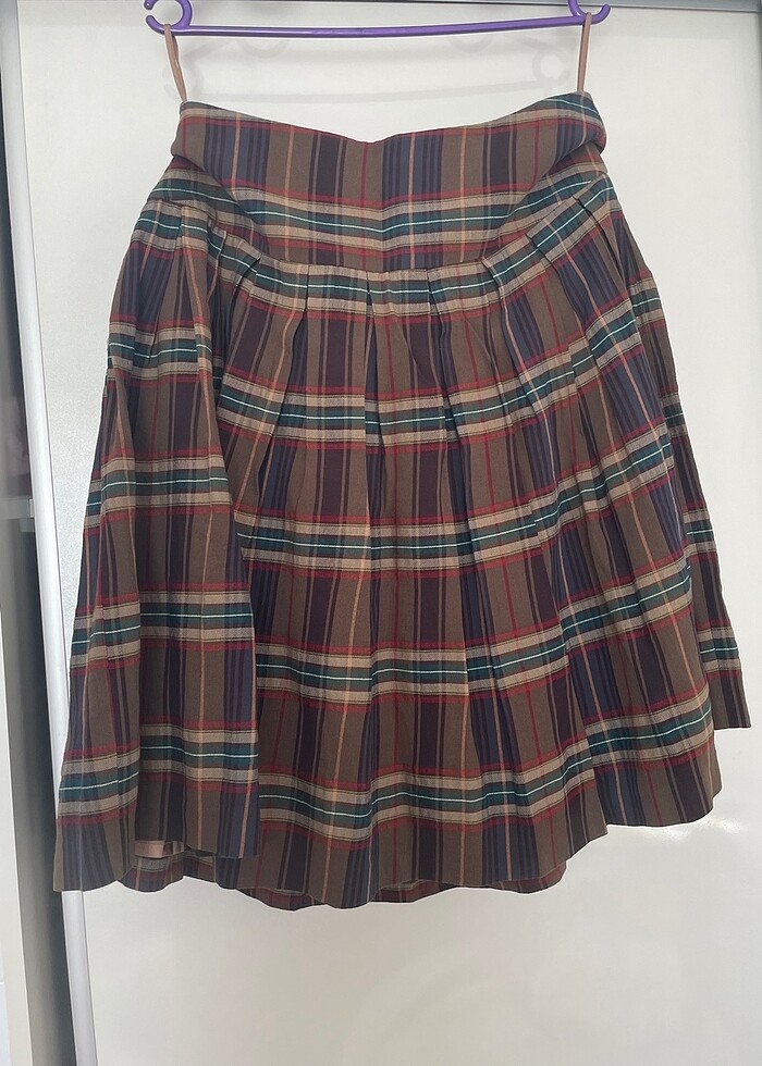 Ekose uzun etek ipekyol - Görsel 3