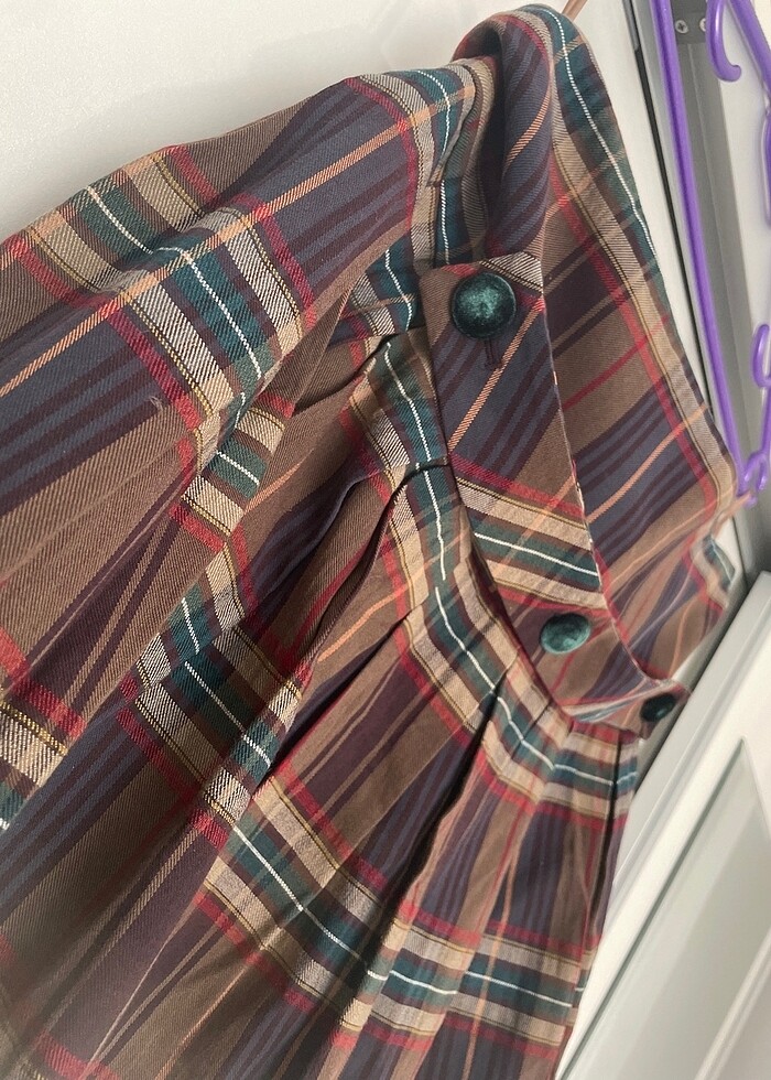 Ekose uzun etek ipekyol - Görsel 2