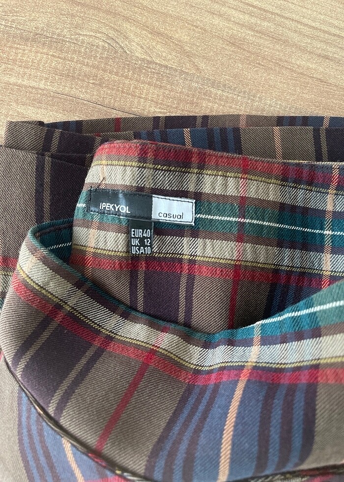 Ekose uzun etek ipekyol - Görsel 4