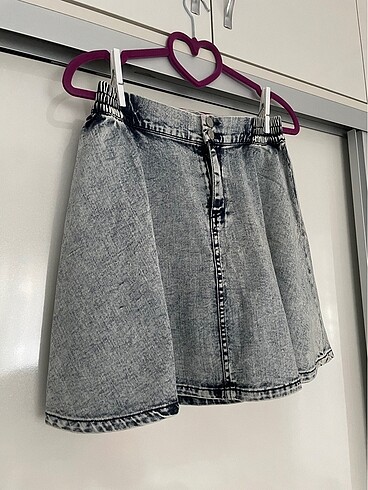 Bershka gri kot etek - Görsel 2