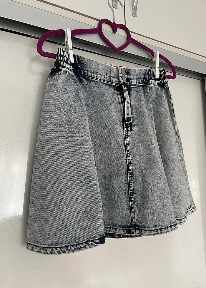 Bershka gri kot etek - Görsel 2